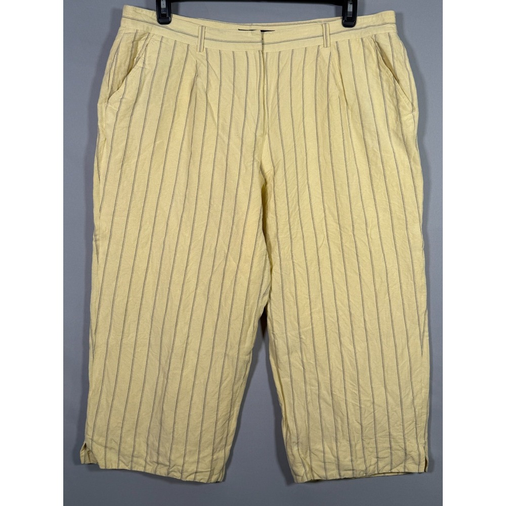 Light Yellow Pinstripe Women's Lined  Capris, Size 18w